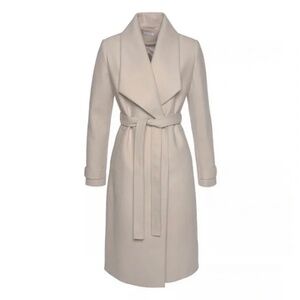 LASCANA Women’s Beige Wrap Front Coat - Size 14